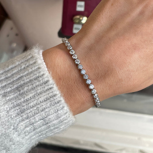 Silver Rubover 3.5mm CZ Tennis Bracelet | 17cm - John Ross Jewellers