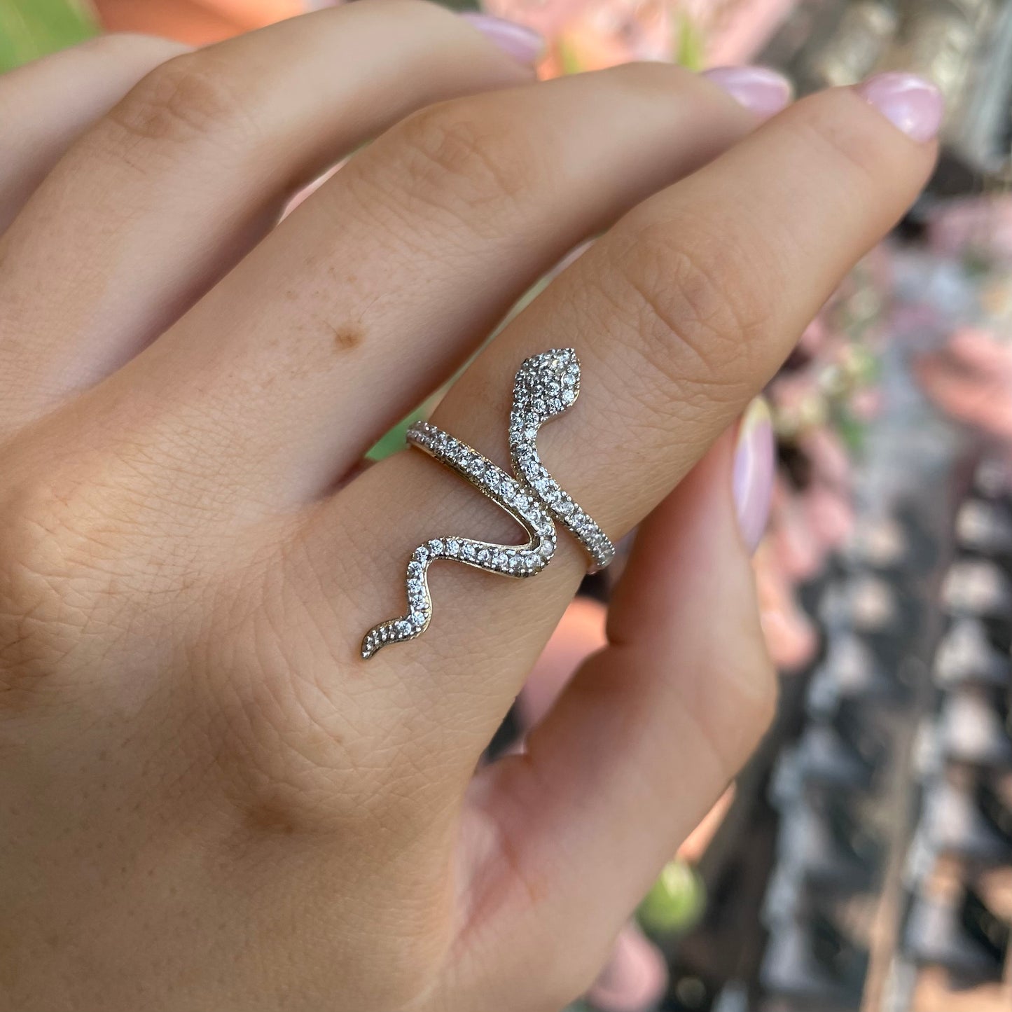 9ct Gold CZ Snake Ring - John Ross Jewellers