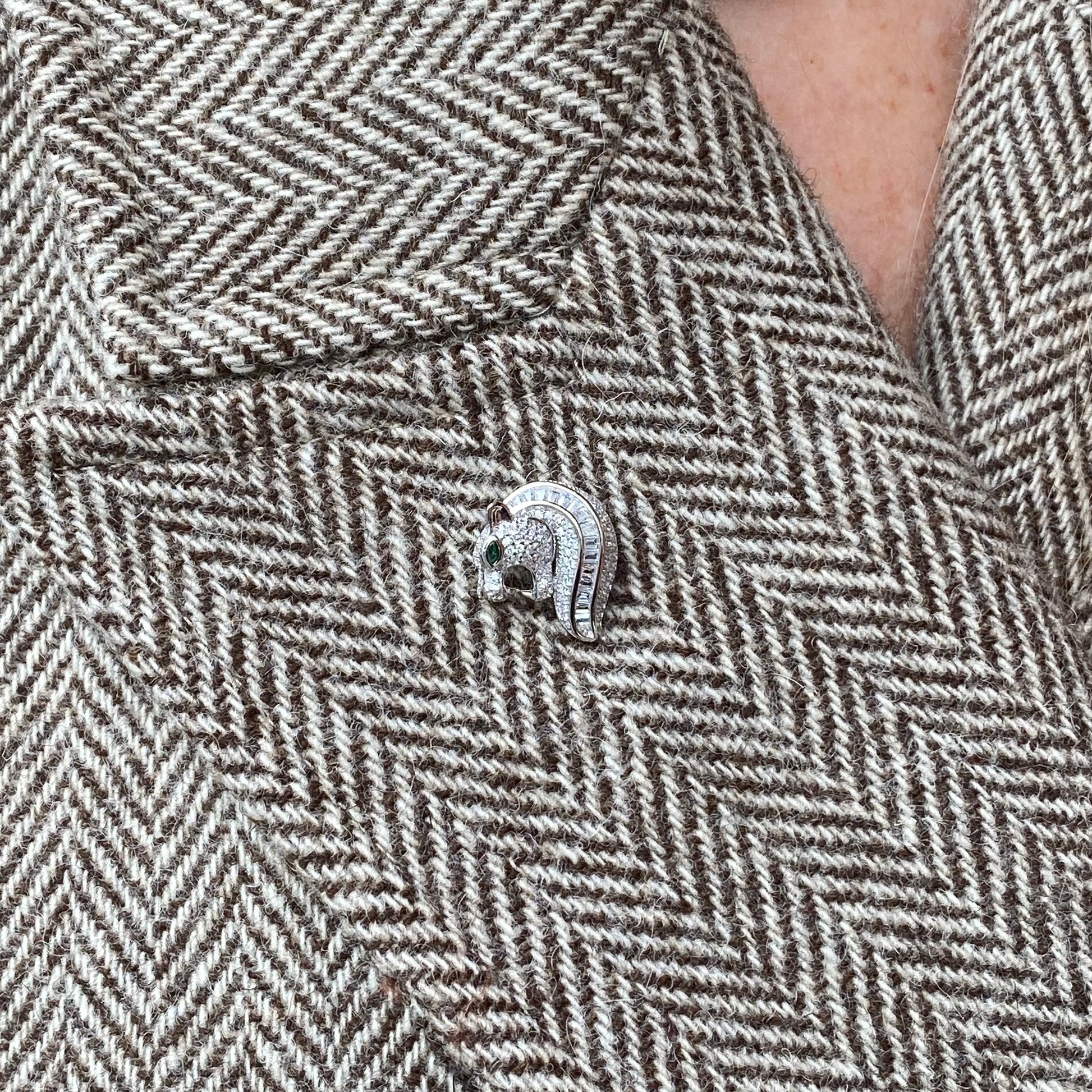Silver CZ Lapel Pin | Horse Head - John Ross Jewellers