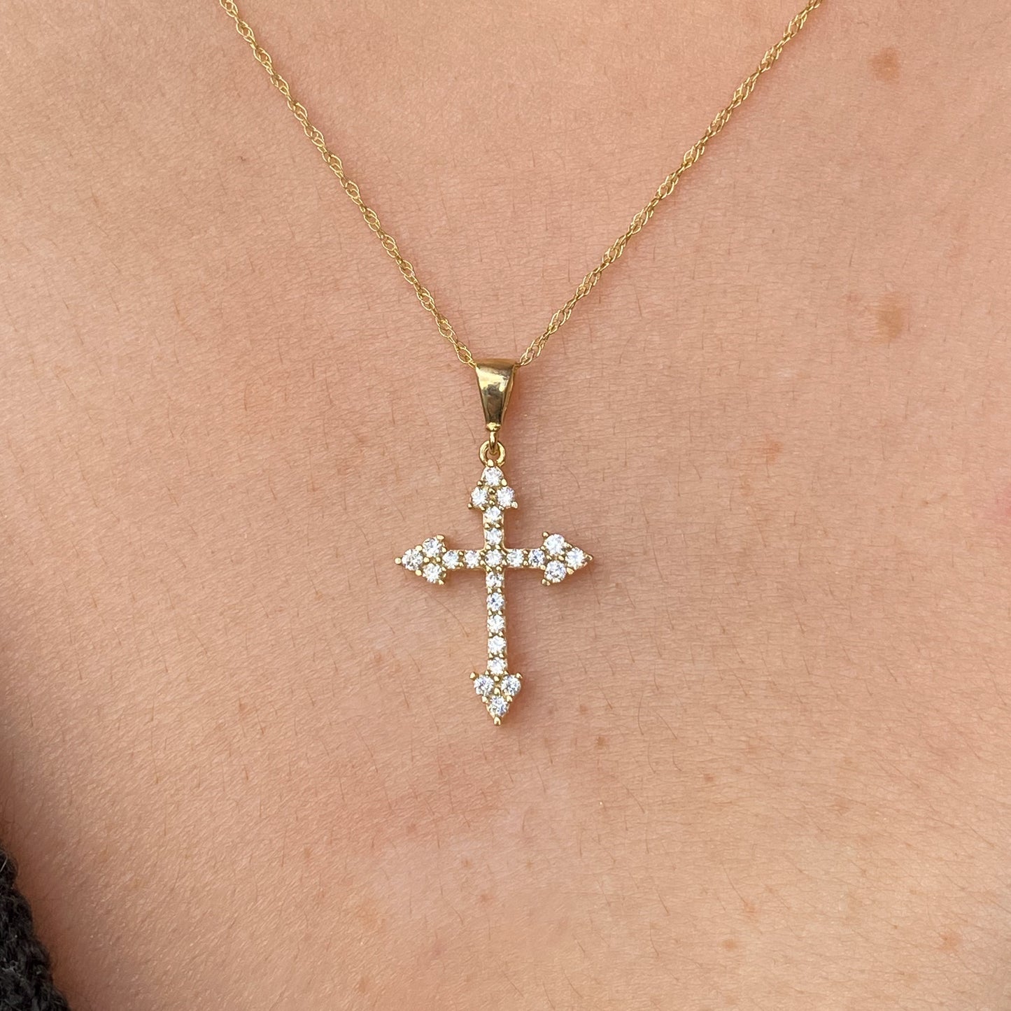 9ct Gold CZ Orthodox Cross Necklace - John Ross Jewellers