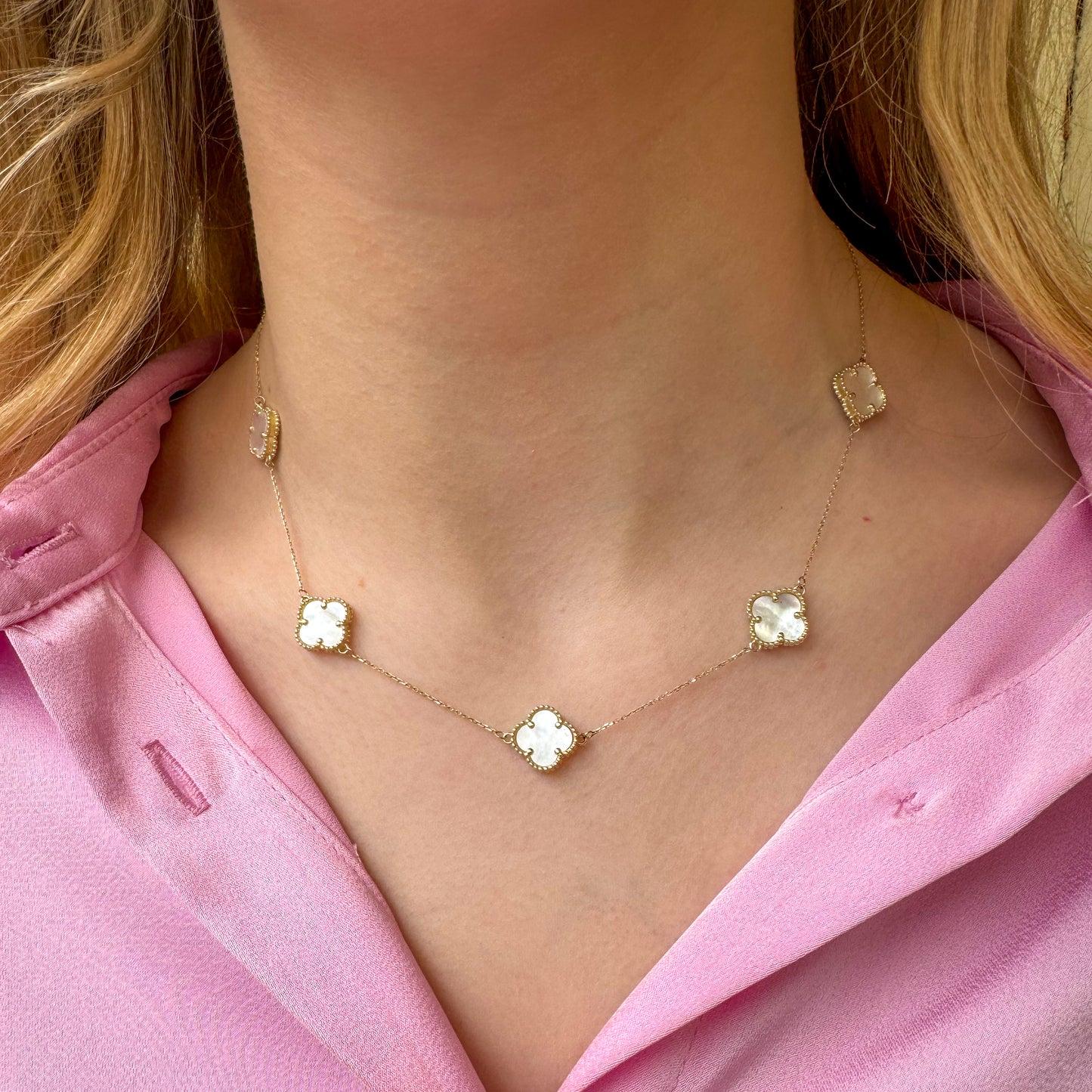 9ct Gold Alhambra Mother of Pearl Quatrefoil Necklace - John Ross Jewellers