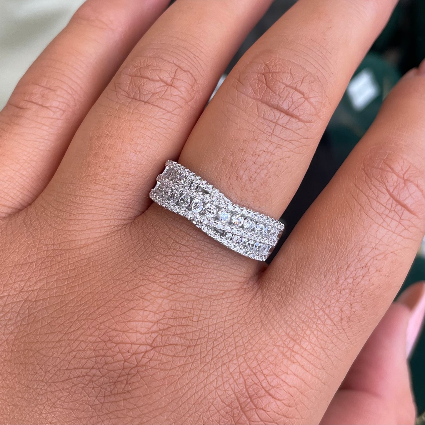 Silver CZ Crossover Ring