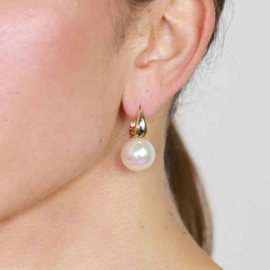 Sunshine Chunky Pearl Hoop Earrings