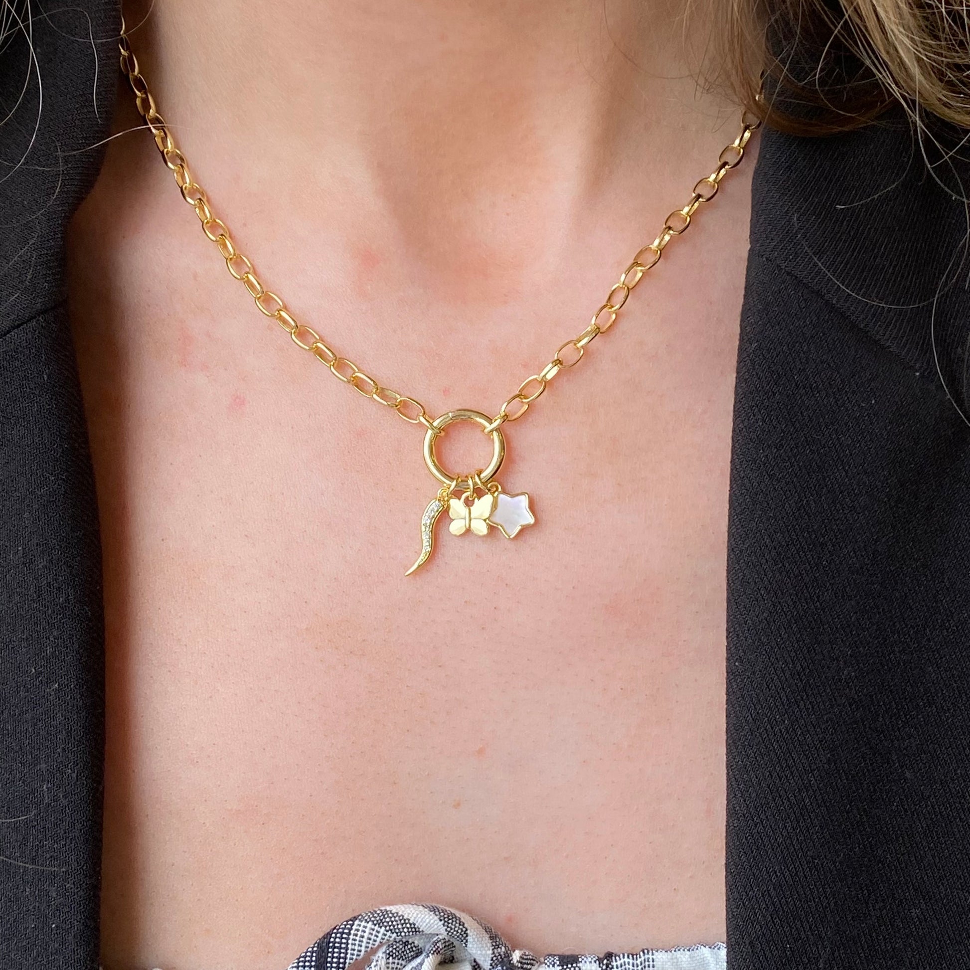 Sunshine Charming Necklace | 42+2cm | Star, Butterfly & Cornucopia - John Ross Jewellers