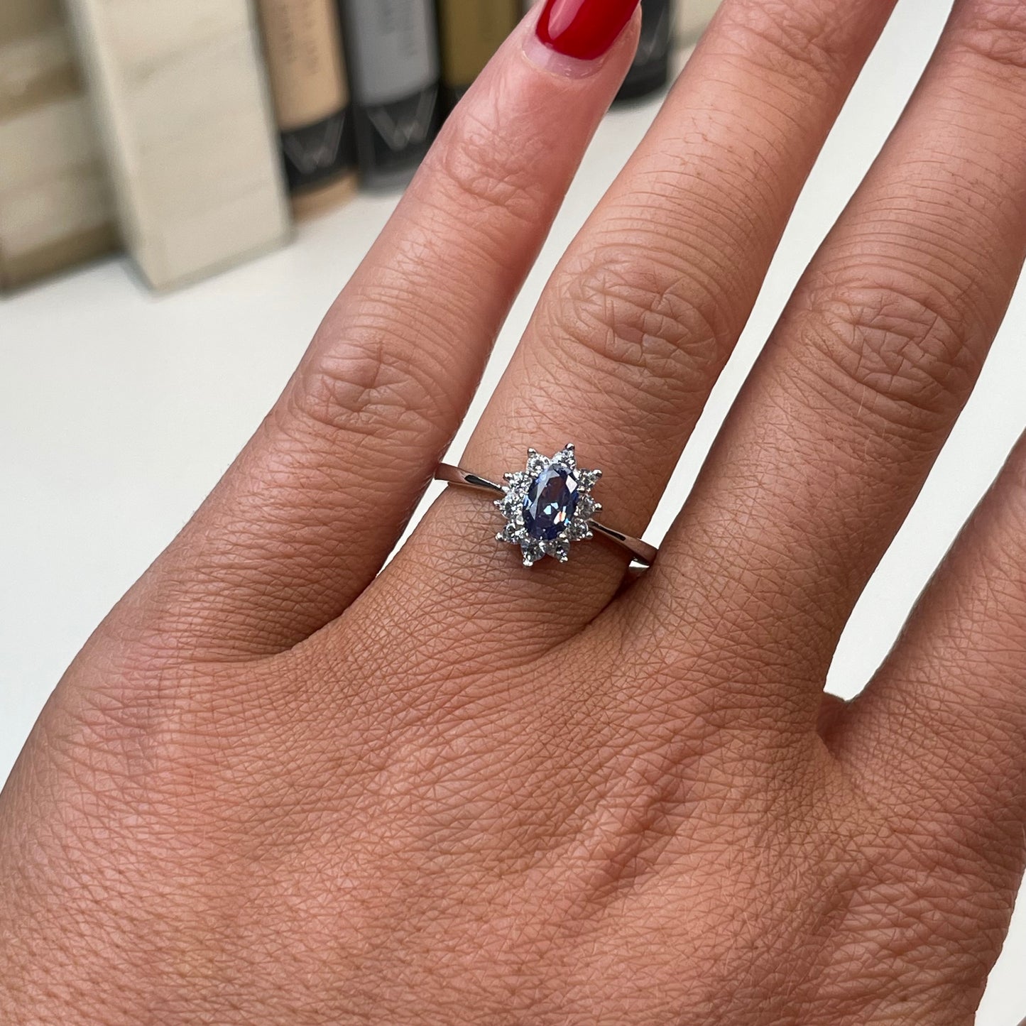 Silver Aqua CZ Diana Ring - John Ross Jewellers