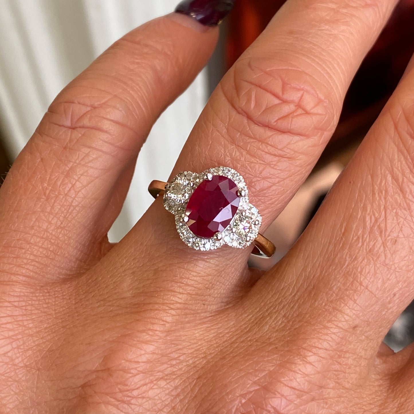 14ct Gold Ruby & Diamond Cluster Ring