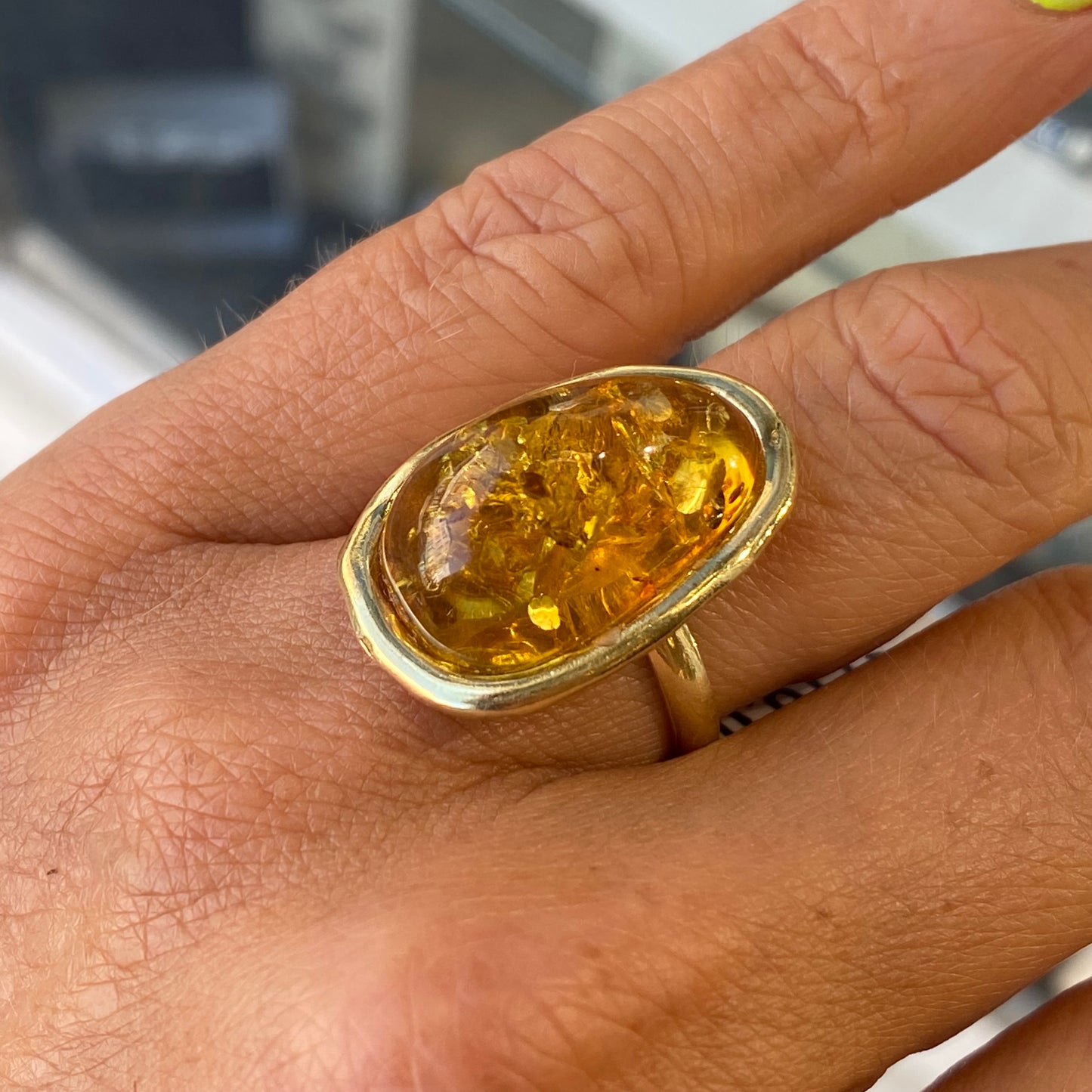 Amber Nugget Ring