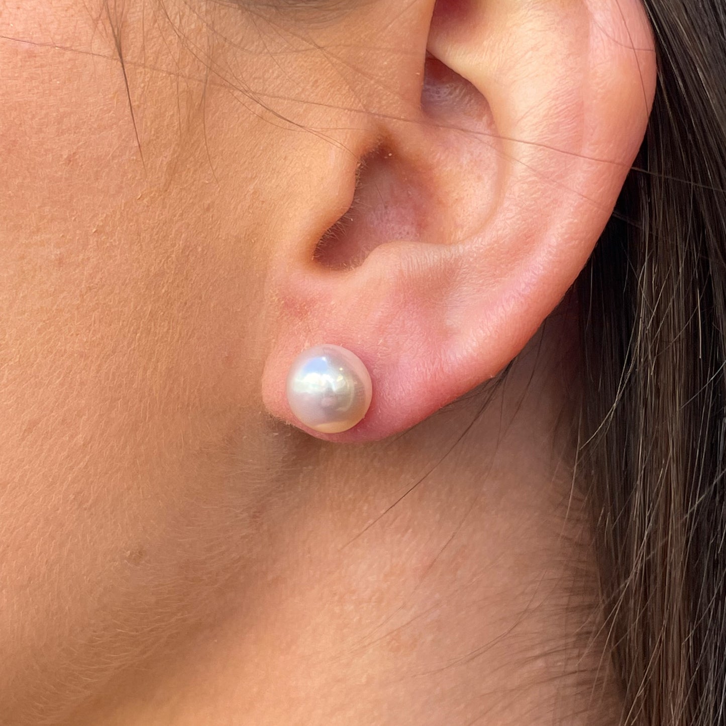 14ct Gold Freshwater Bouton Pearl Stud Earrings | 9-10mm - John Ross Jewellers