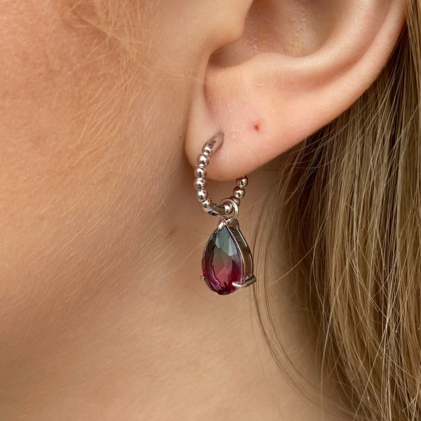 Silver Mystic Pear Drop Earrings | 10mm x 29mm - John Ross Jewellers