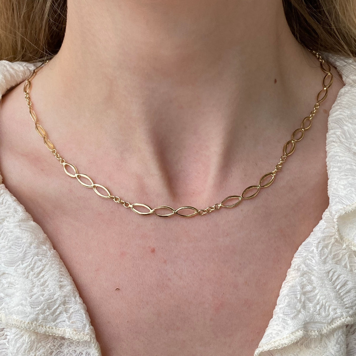 9ct Gold Marquise Necklace | 45cm