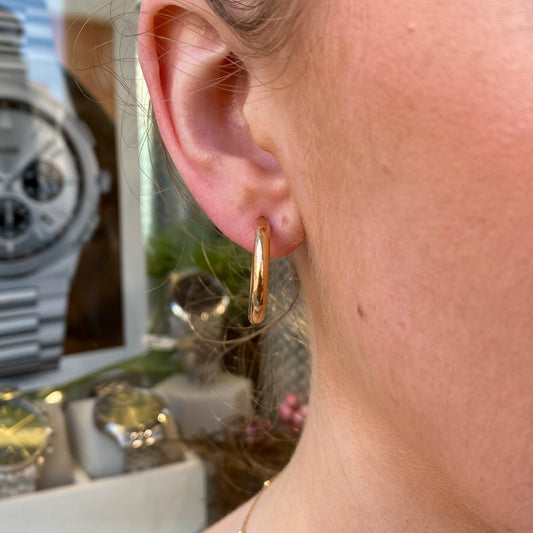 9ct Gold Tube Hoop Earrings 15mm - John Ross Jewellers