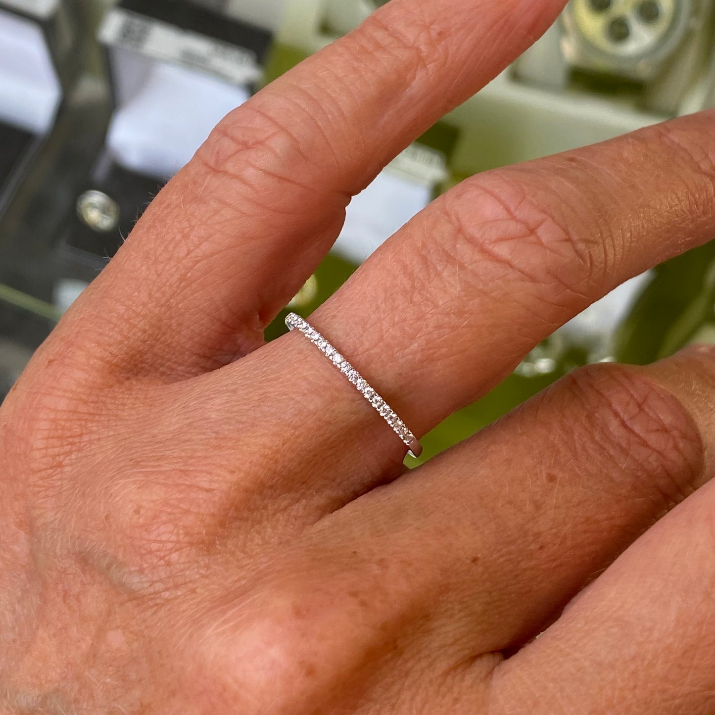 18ct White Gold Ultra Skinny Diamond Eternity Ring 0.09ct - John Ross Jewellers