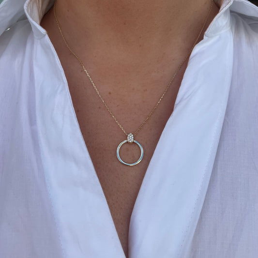 9ct Gold CZ Eternity Circle Necklace