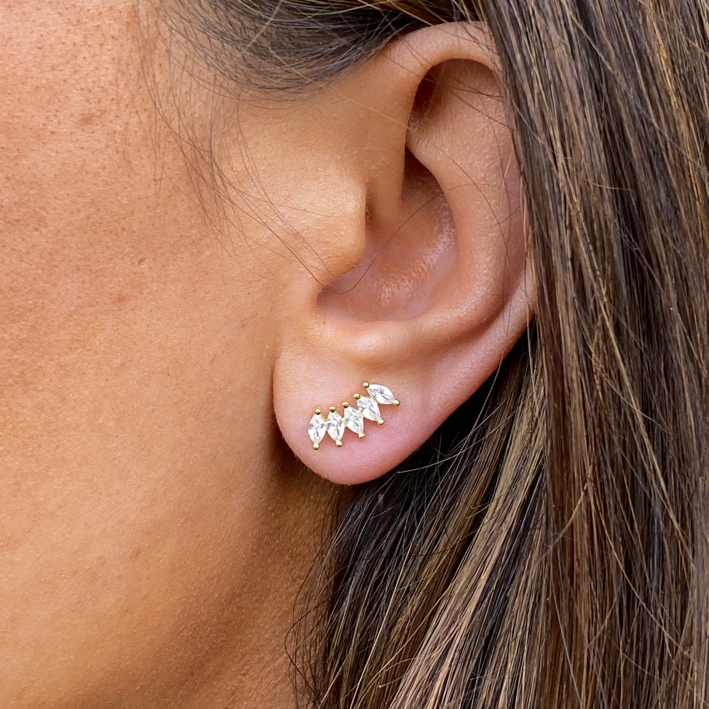 Sunshine CZ Fan Stud Earrings - John Ross Jewellers