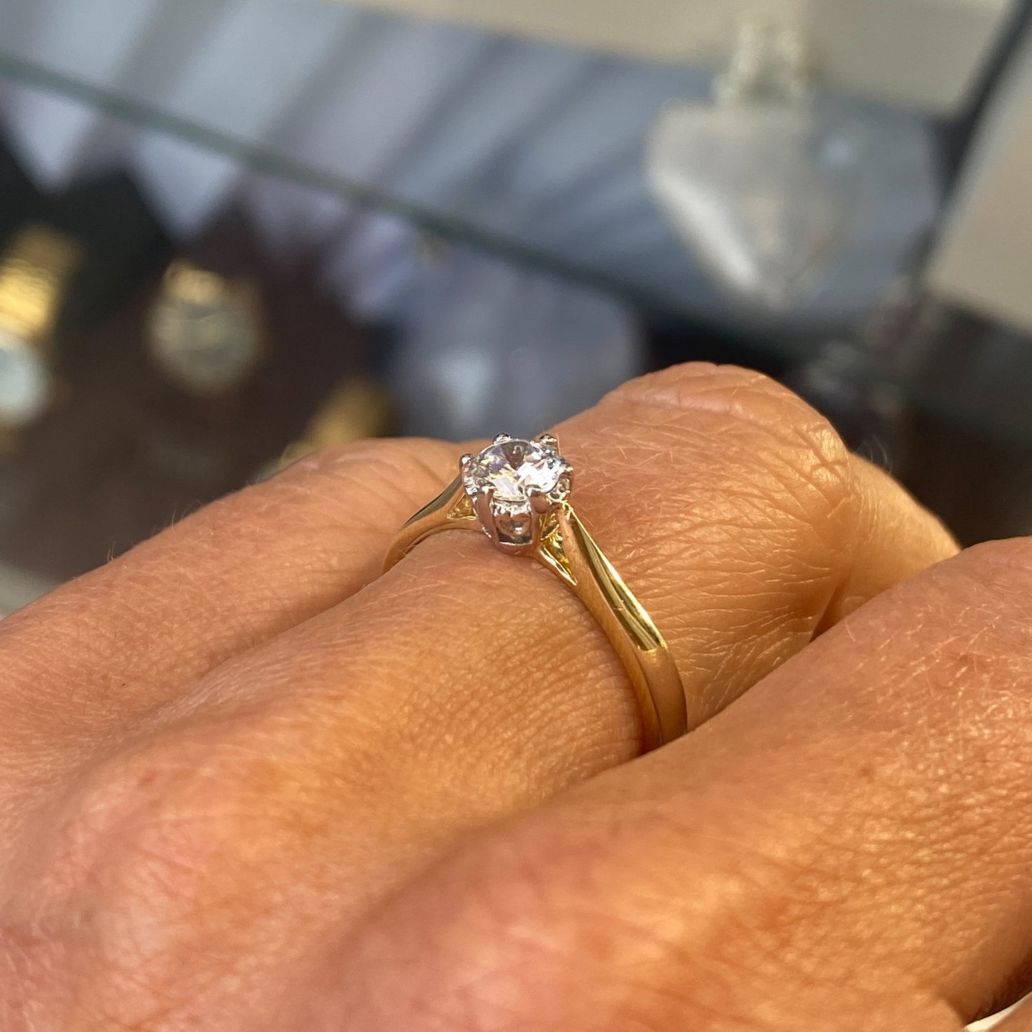 9ct Gold Six Claw CZ Solitaire Ring - John Ross Jewellers