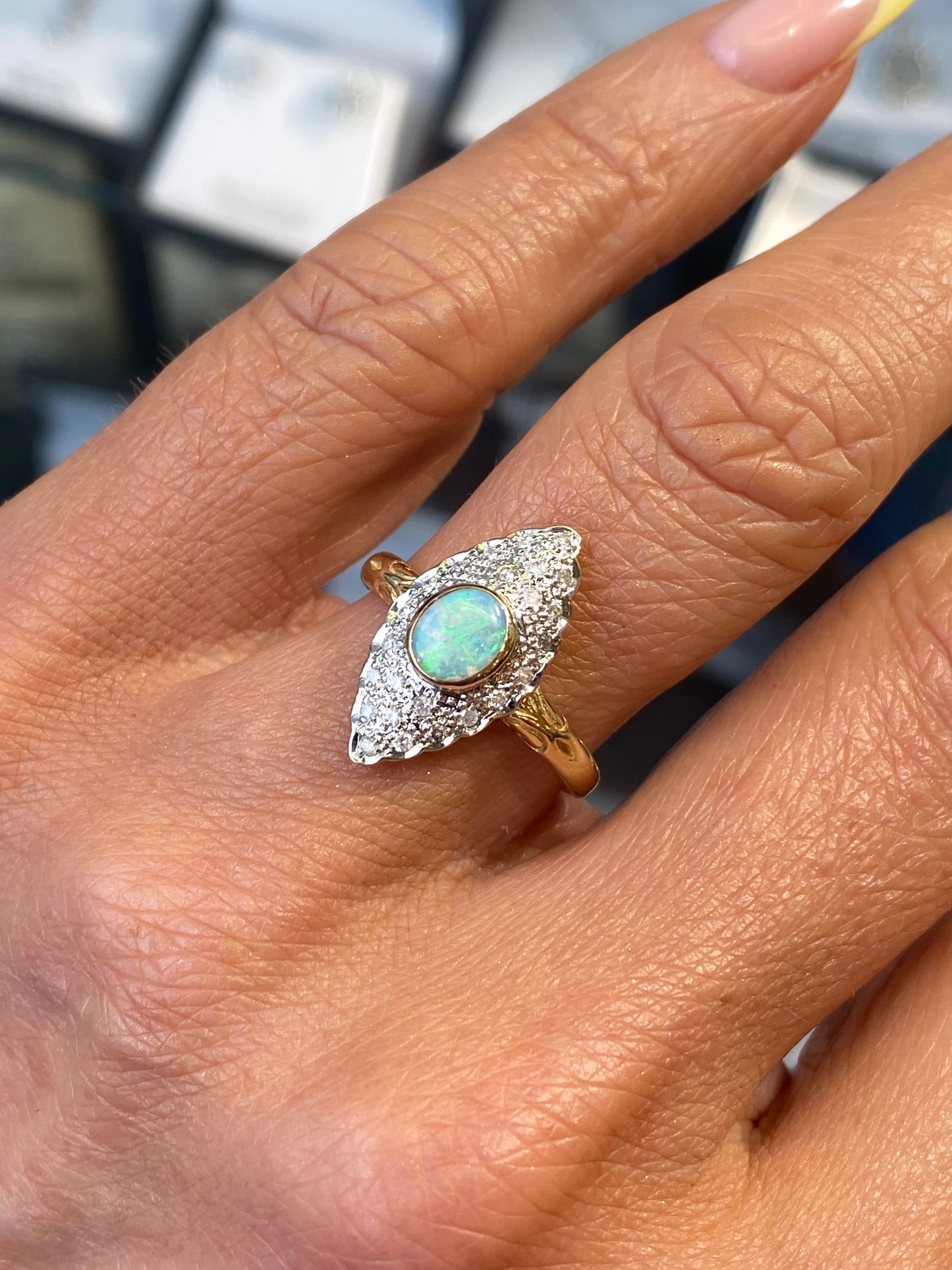 9ct Gold Gem Opal & Diamond Ring - John Ross Jewellers