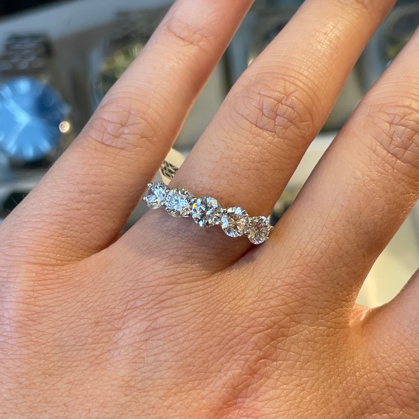 Platinum Five Stone Lab Eternity Ring | 1.96ct - John Ross Jewellers