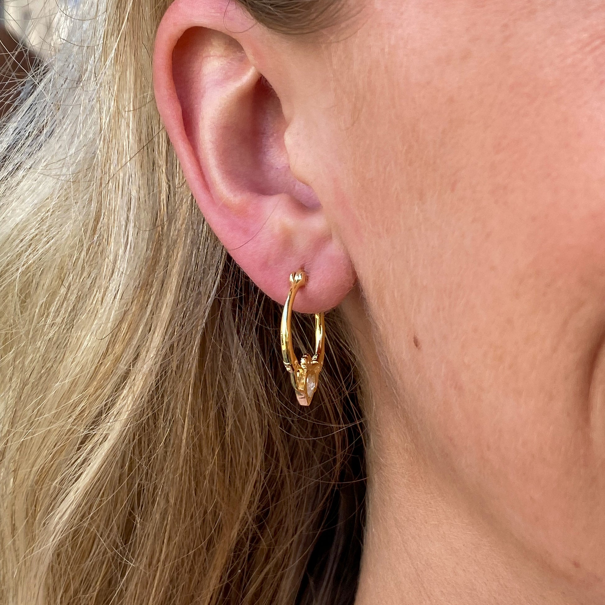 Sunshine CZ Claddagh Hoop Earrings - John Ross Jewellers