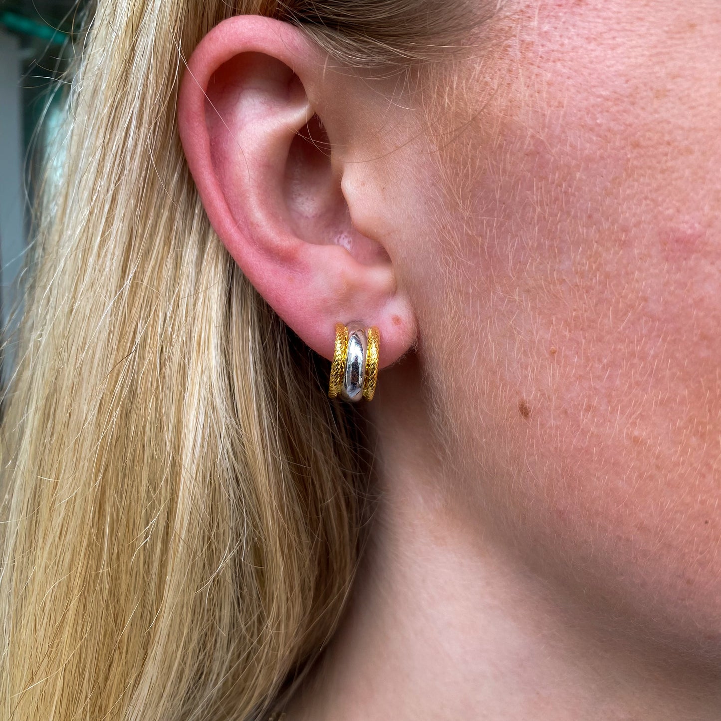 Sunshine Glittery Two Tone Mini Hoop Earrings - John Ross Jewellers