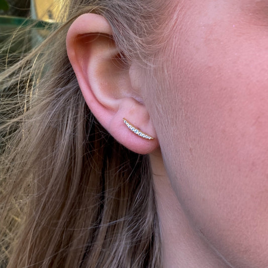 9ct Gold CZ Climber Stud Earrings
