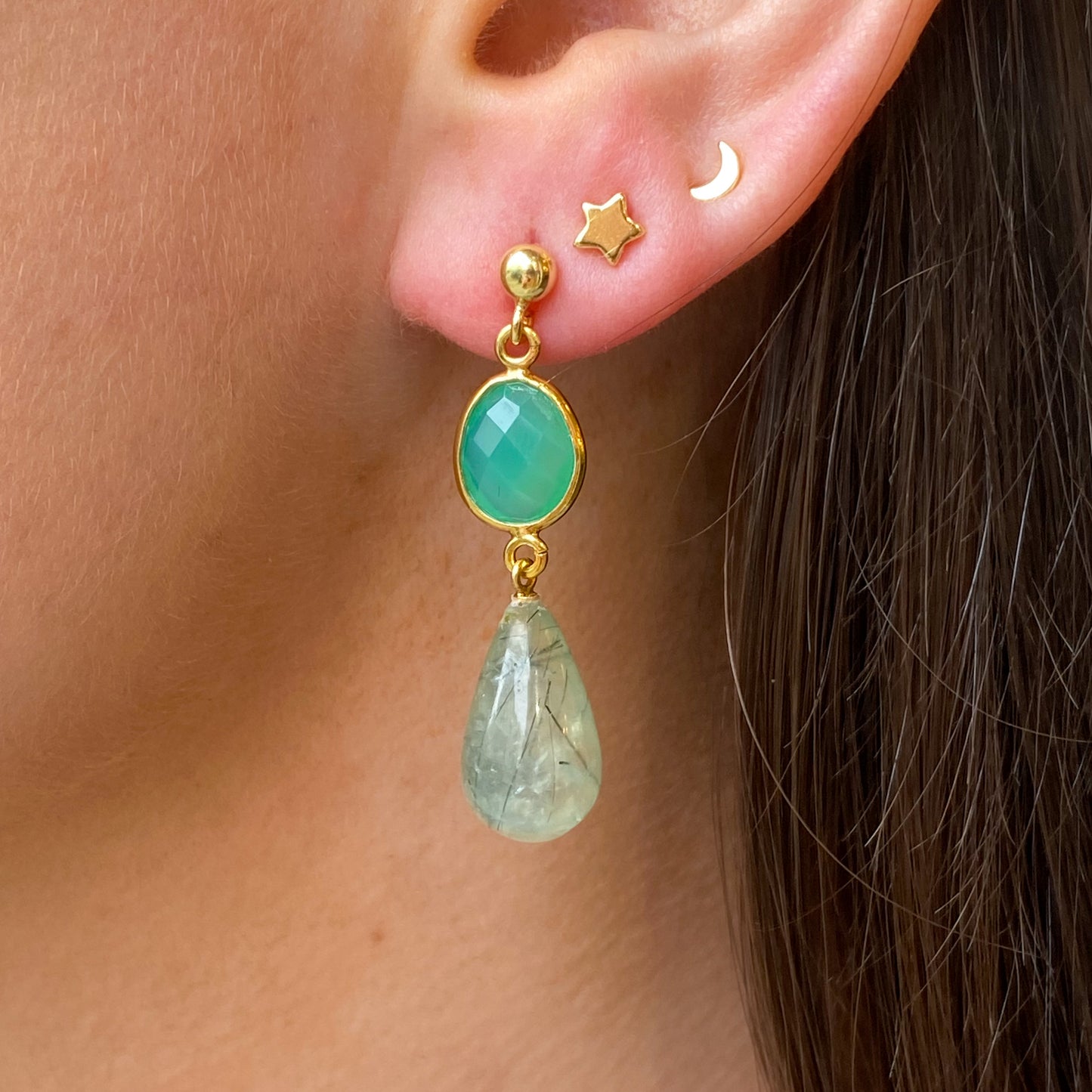 Primavera Jade & Moss Agate Drop Earrings - John Ross Jewellers