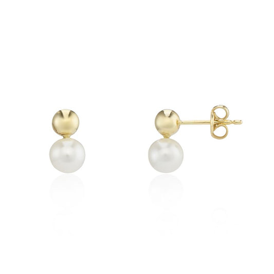 9ct Gold Freshwater Pearl & Bead Earrings - John Ross Jewellers