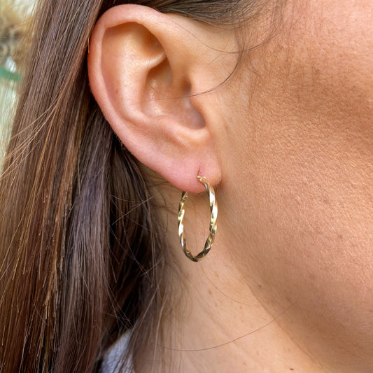 9ct Gold Twist Hoop Earrings | 20mm - John Ross Jewellers