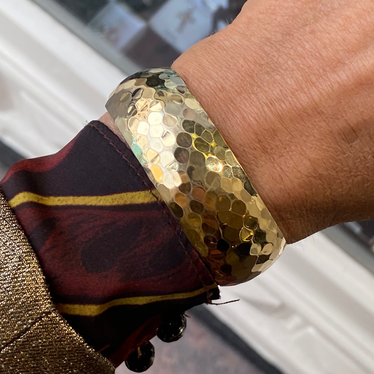 Sunshine Hammered Wide Cuff Bangle