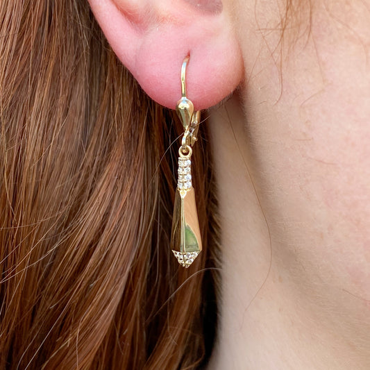 9ct Gold CZ Drop Earrings - German Wires - John Ross Jewellers