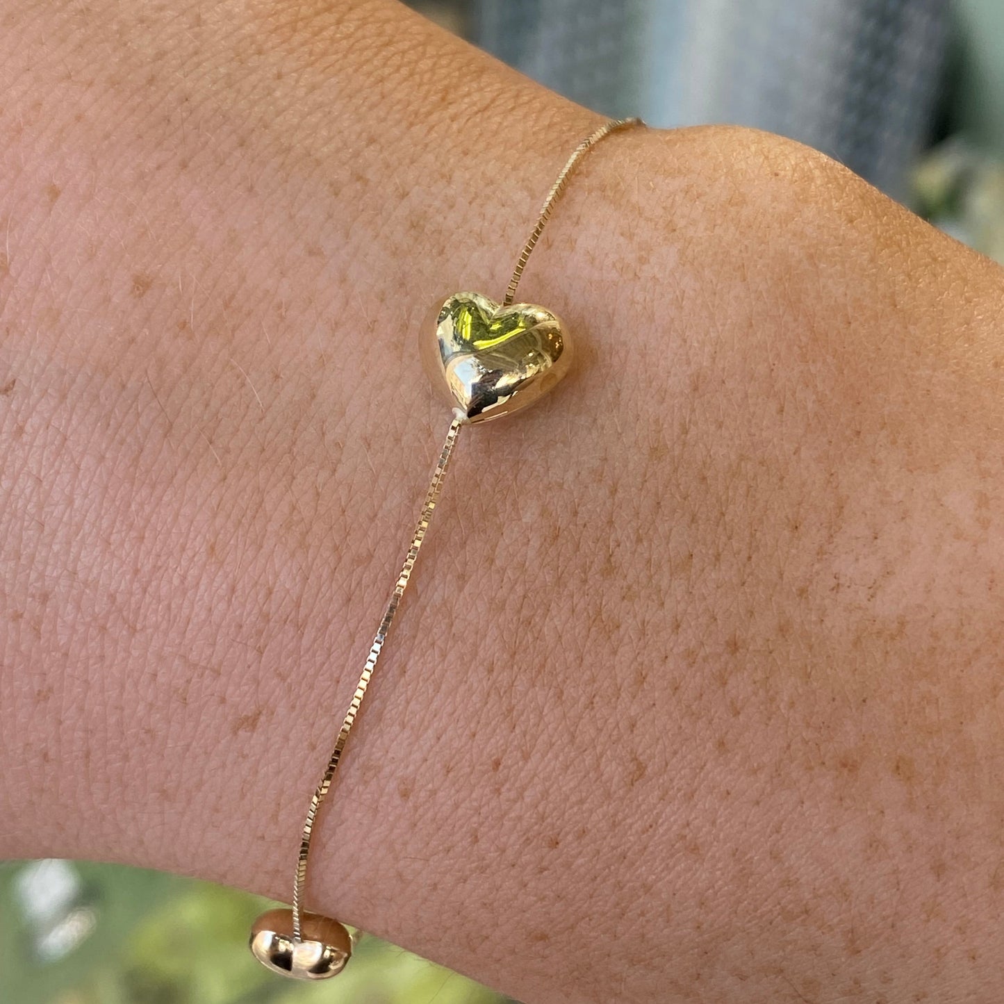 9ct Gold Puffed Hearts Bracelet