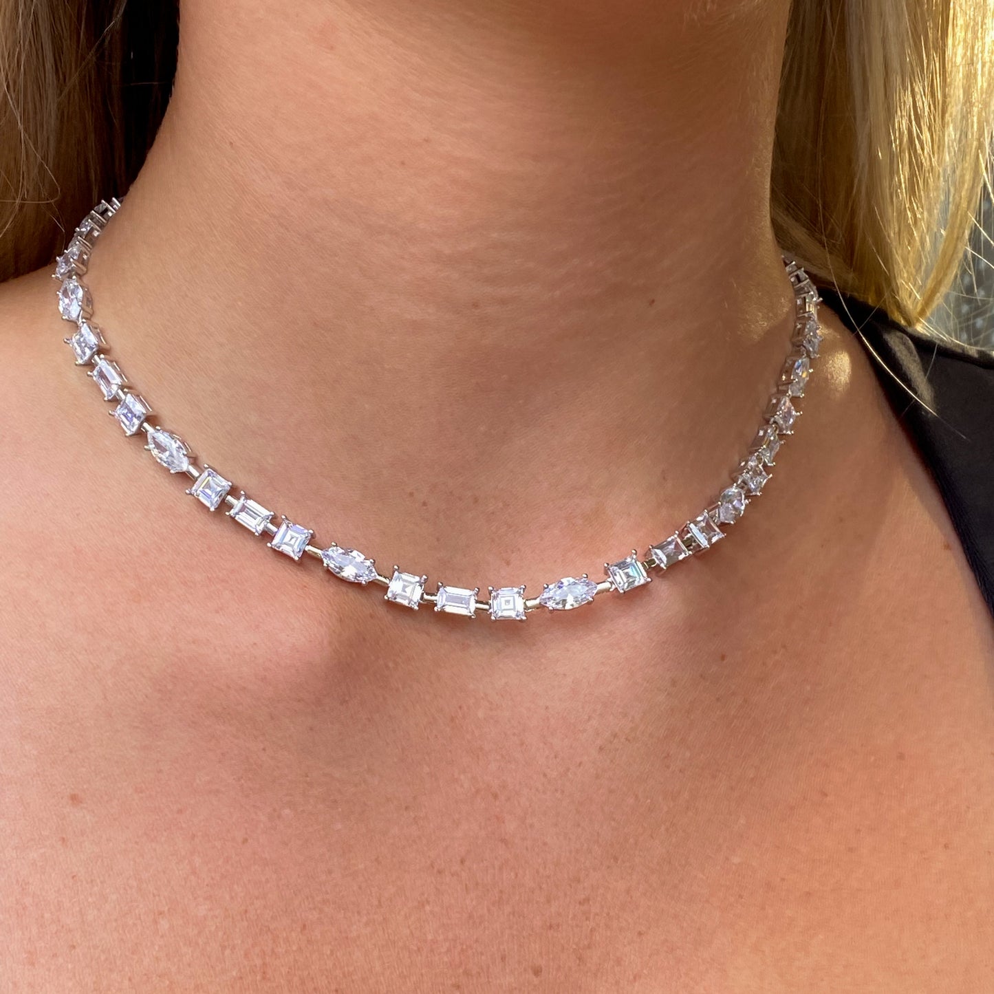 Silver Olivia CZ Line Necklace - John Ross Jewellers