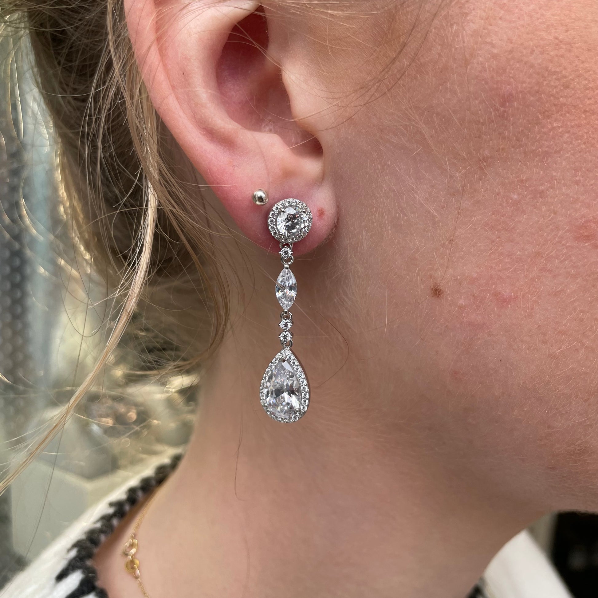 Silver CZ Vintage Style Drop Earrings - John Ross Jewellers
