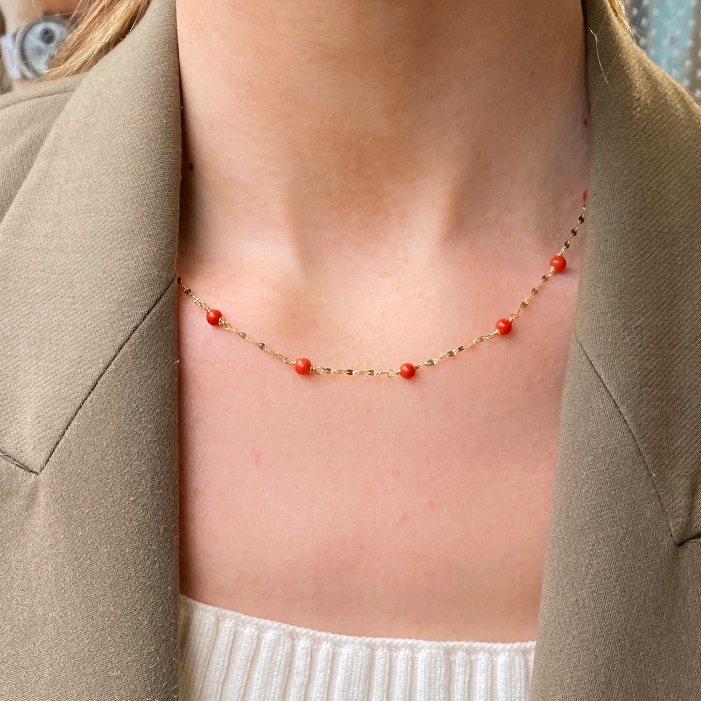 18ct Gold Red Coral Tiziano Necklace