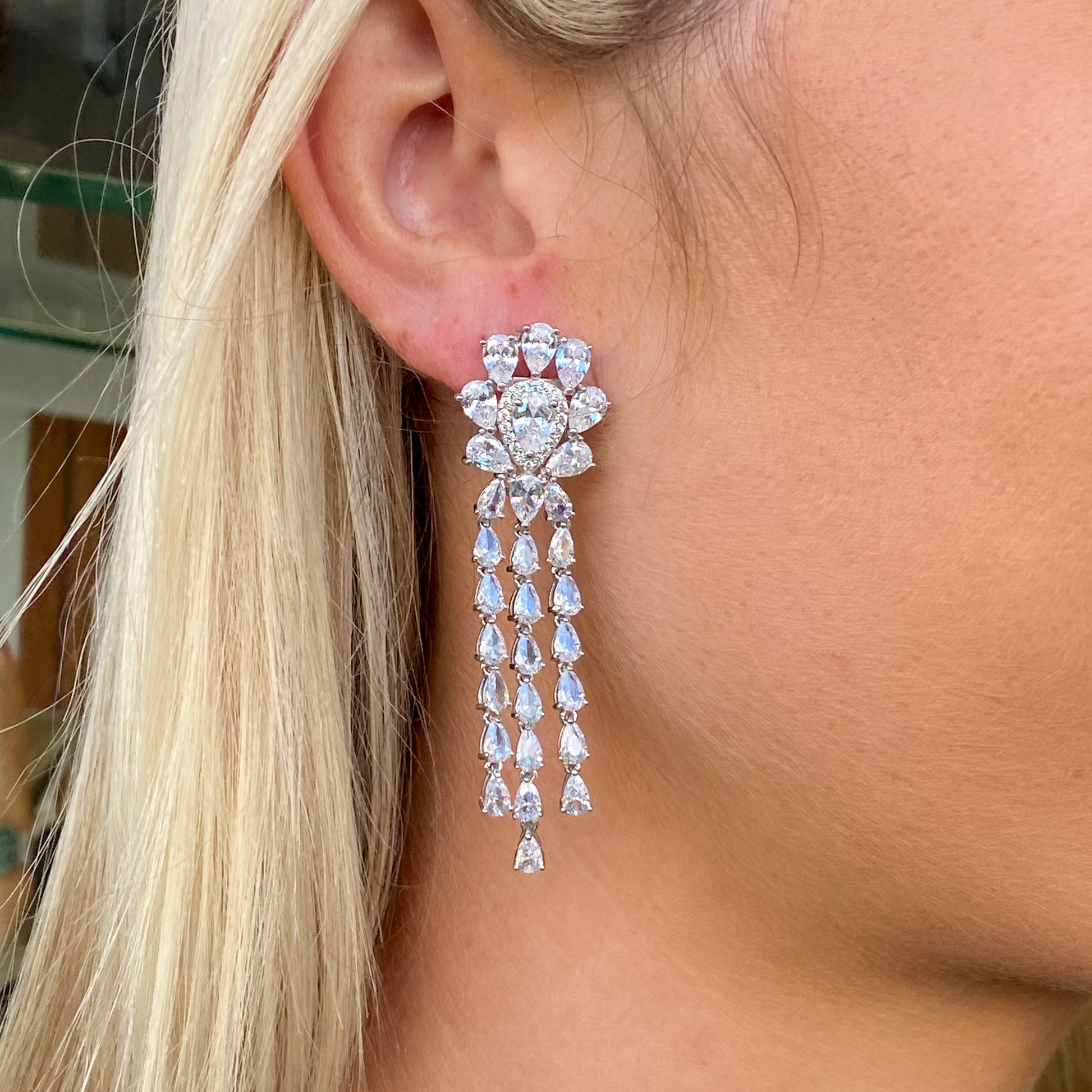 Silver Josephine CZ Drop Earrings - John Ross Jewellers