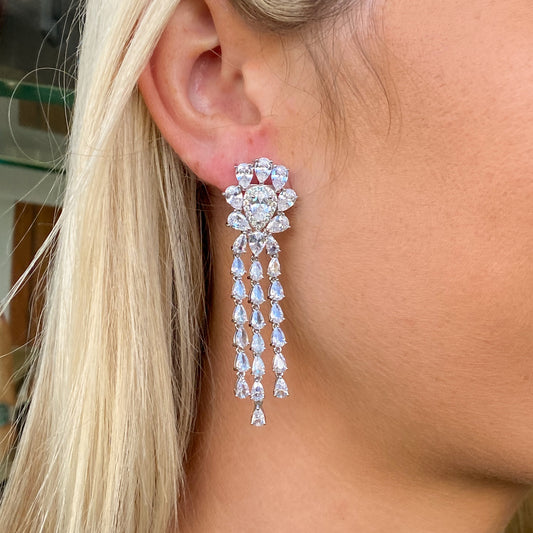 Silver Josephine CZ Drop Earrings - John Ross Jewellers