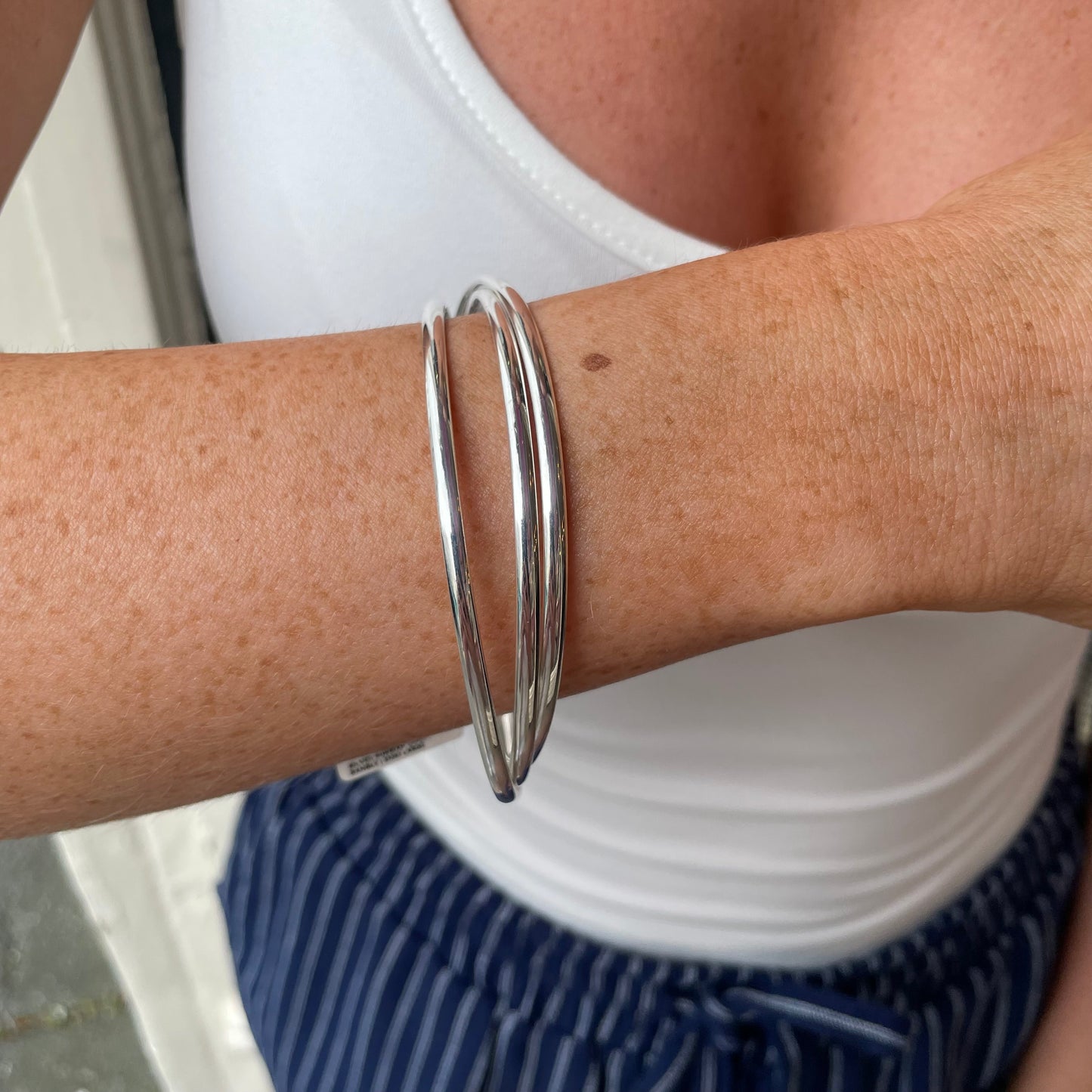 Silver Russian Court Bangle | 3mm Large - John Ross Jewellers