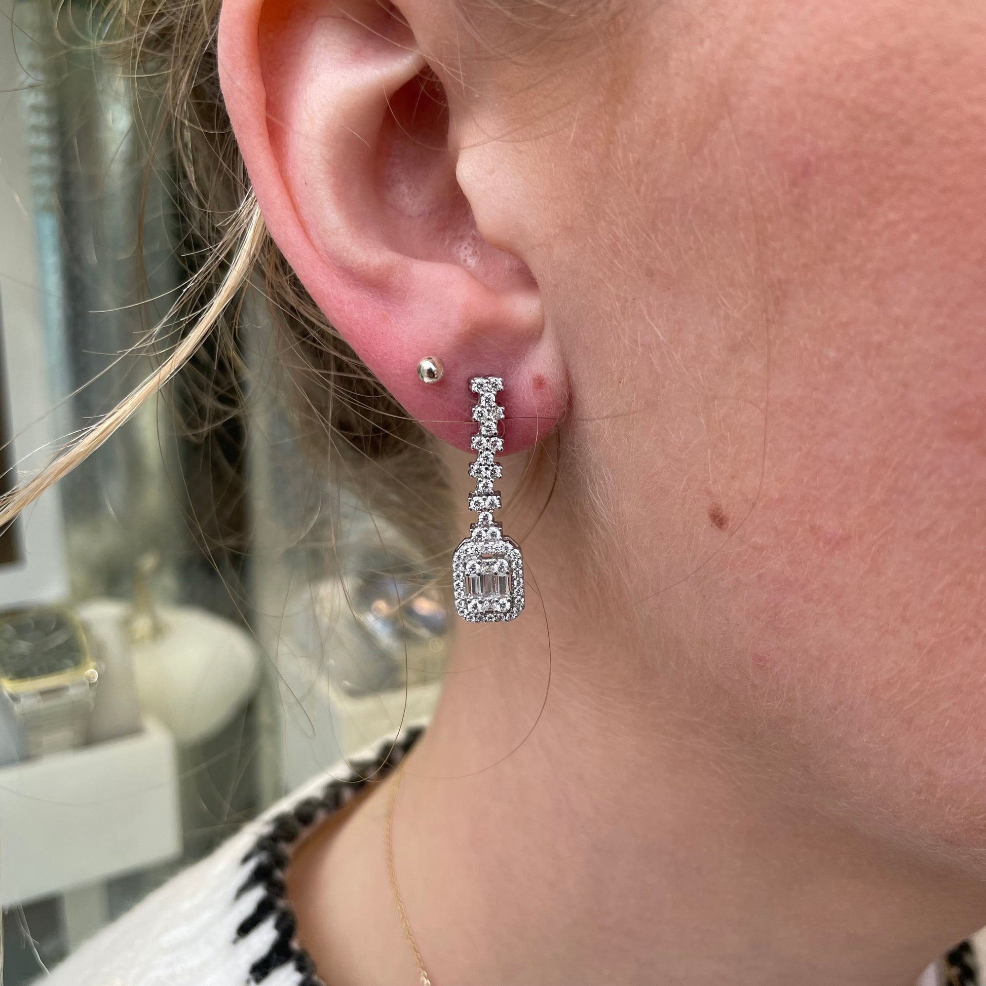 Silver CZ Drop Earrings - John Ross Jewellers
