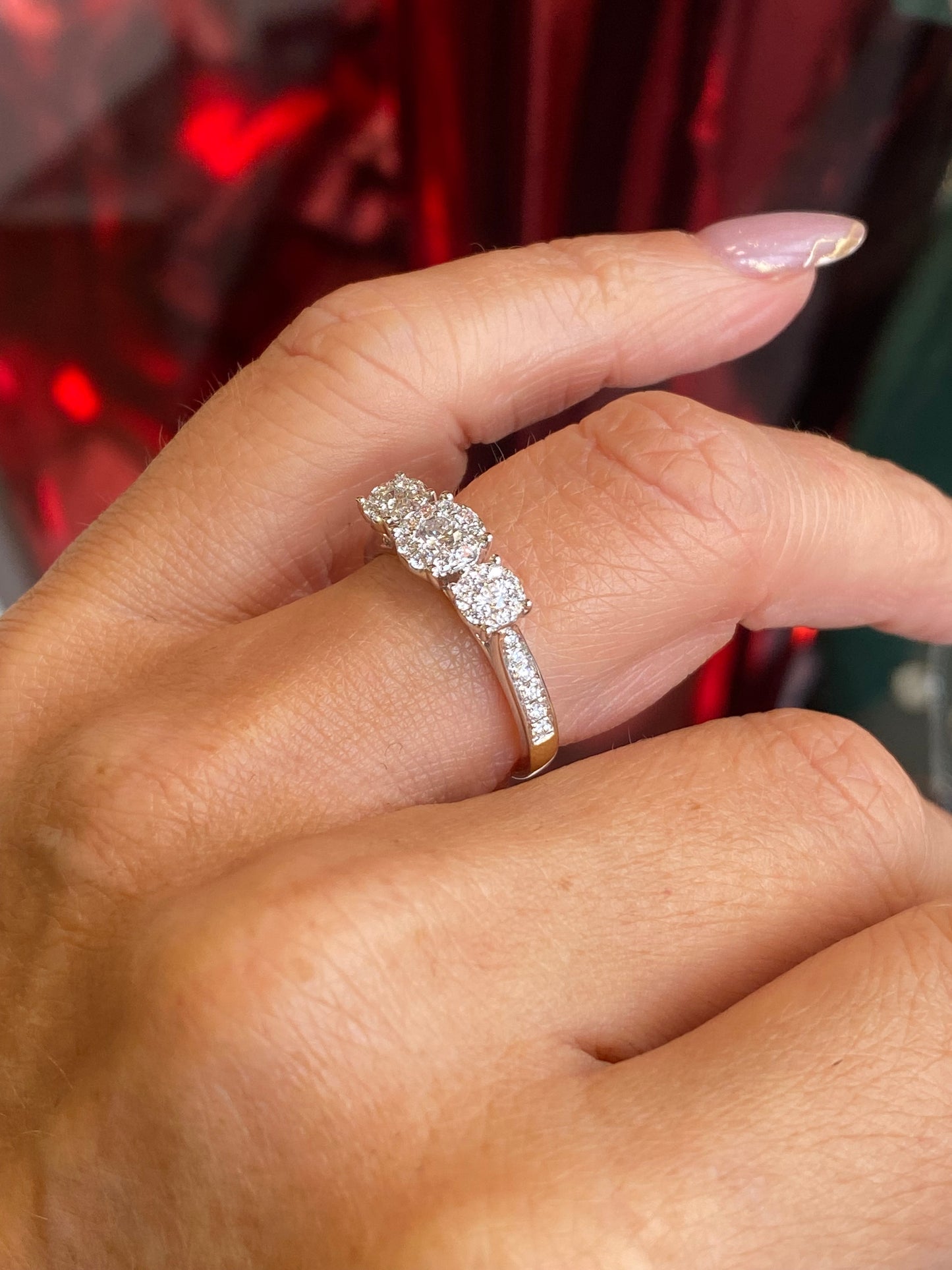 9ct Gold Trilogy Cluster Engagement Ring | 0.68ct