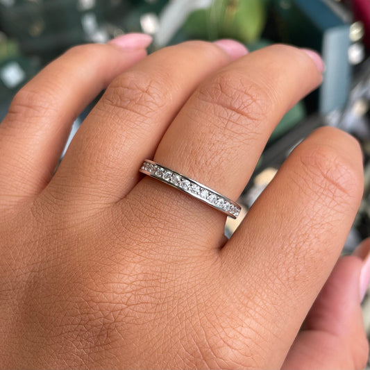Silver CZ Half Eternity Ring