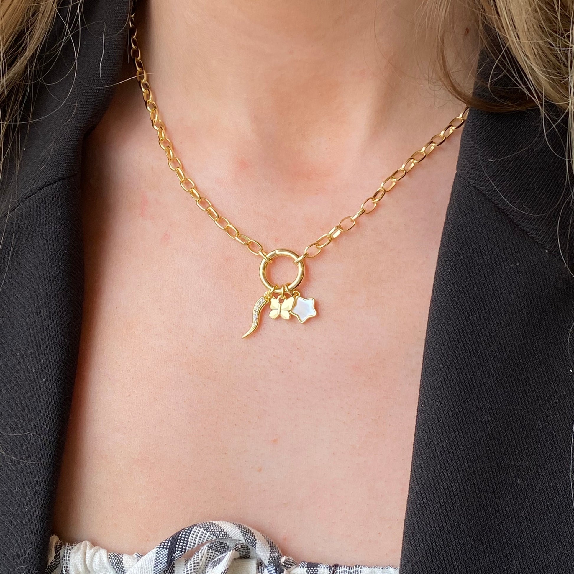 Sunshine Charming Necklace | 42+2cm | Star, Butterfly & Cornucopia - John Ross Jewellers