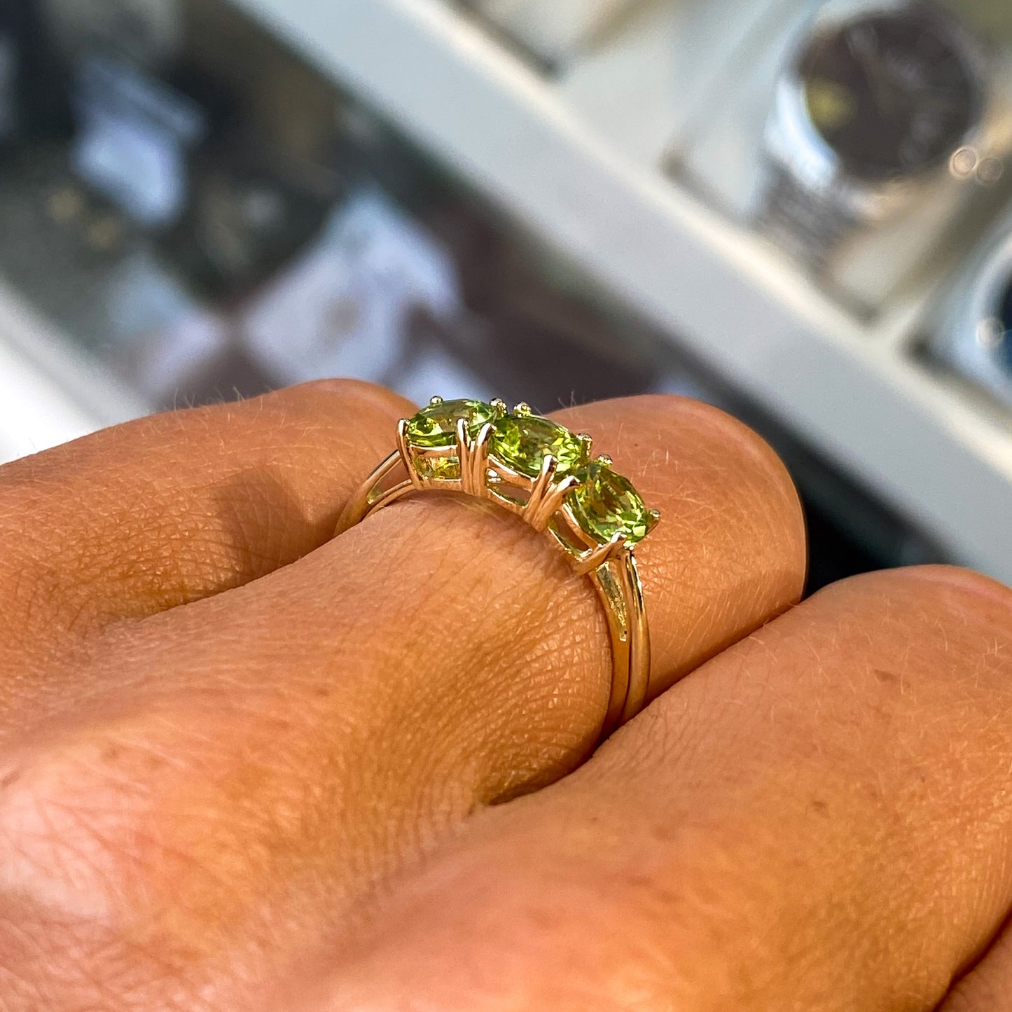 9ct Gold Trilogy Ring - Peridot