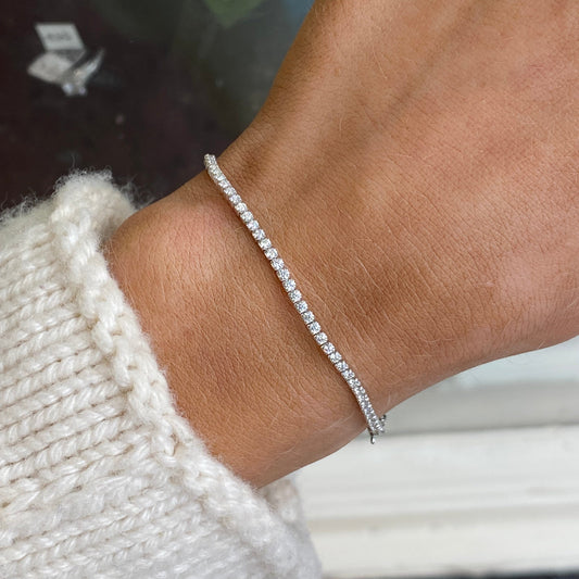 Silver CZ Tennis Bracelet | 1.5mm | 15.5 + 3cm