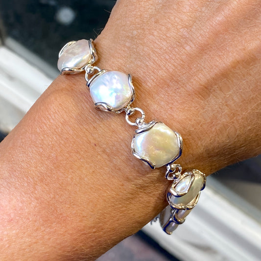 Silver Baroque Pearl Bracelet