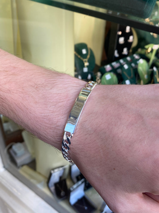 Silver Curb Identity Bracelet - 8.5"
