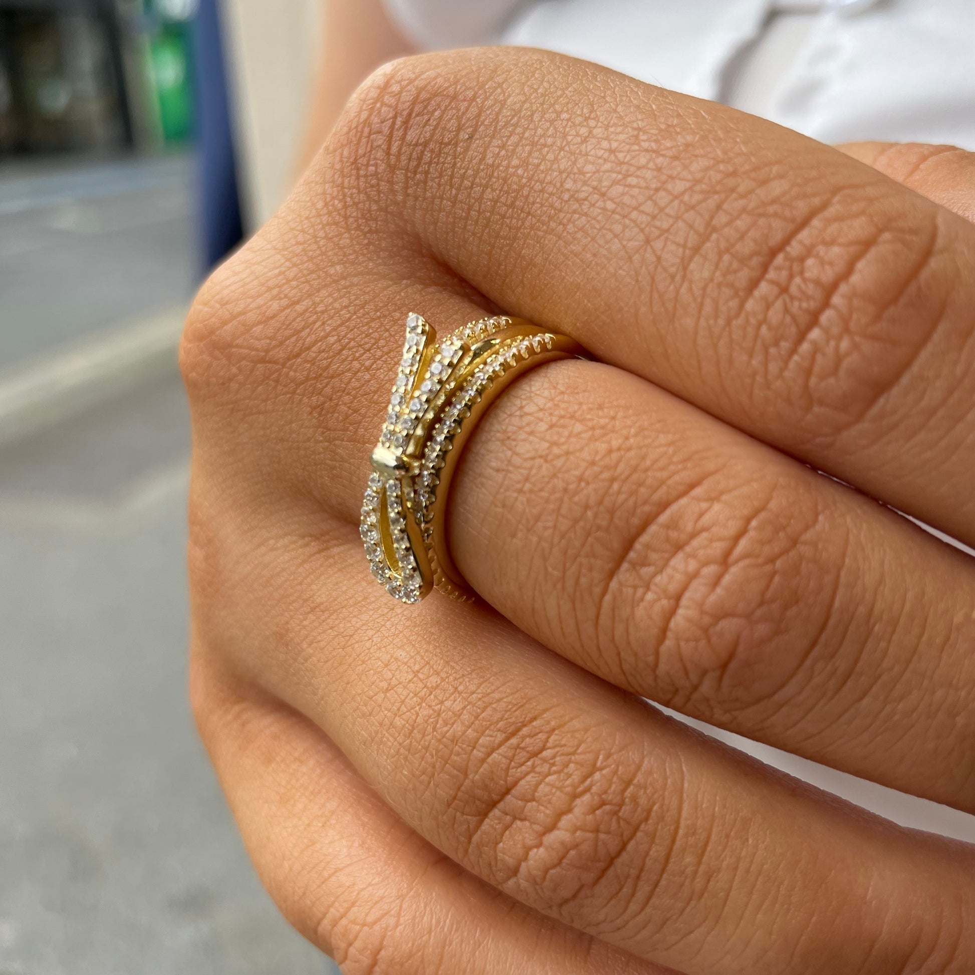 Sunshine CZ Bow Ring - John Ross Jewellers