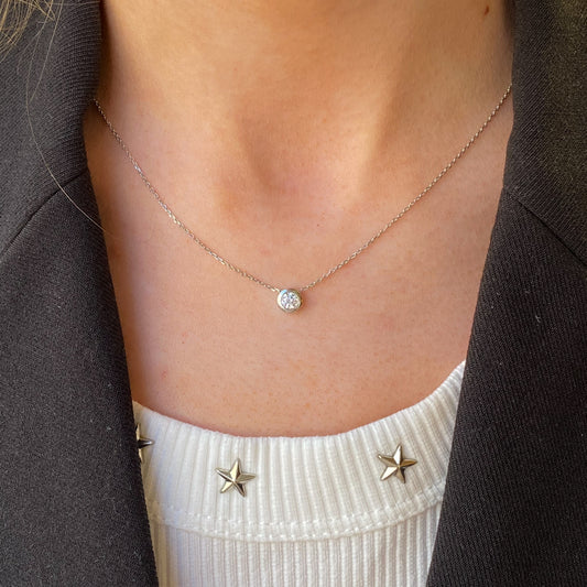 9ct White Gold CZ Slider Necklace - John Ross Jewellers