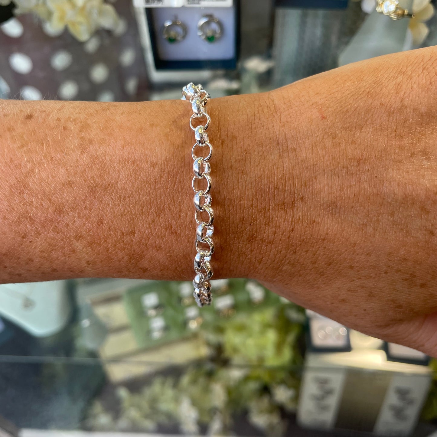 Silver 5mm Round Belcher Link Bracelet - 7.5"