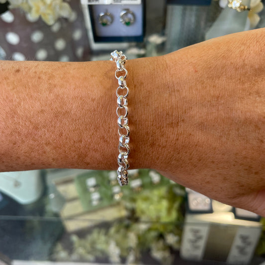 Silver 5mm Round Belcher Link Bracelet - 7.5"