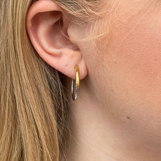 Sunshine Silver Round Hoop Earrings | Two Tone