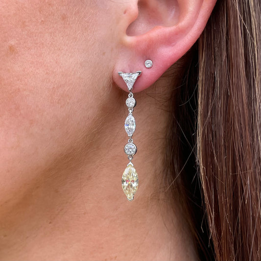 Silver Marquise CZ Drop Earrings | Lemon